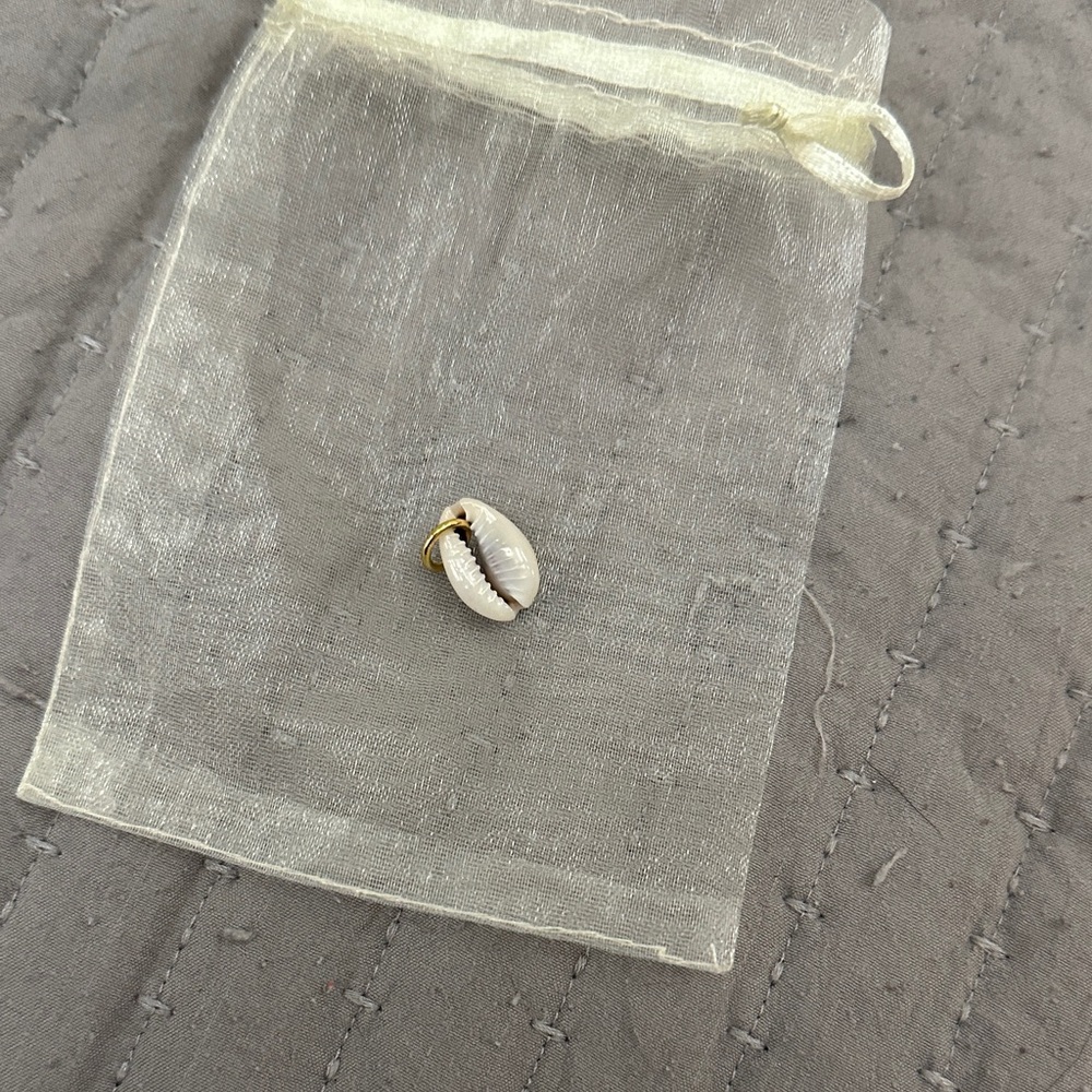 Gold and White Cowrie Shell Pendant